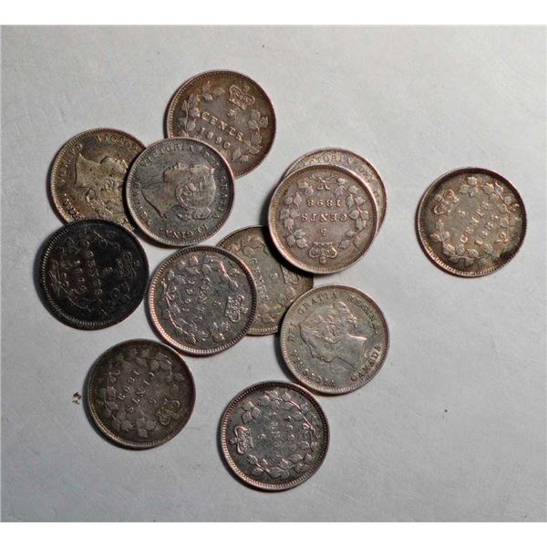 1872H 5¢, 1885, 1890H, 1891 X 2, 1893 X 2, 1898 X 2, 1899, and 1901 X 2, all EF or better, lot of 12