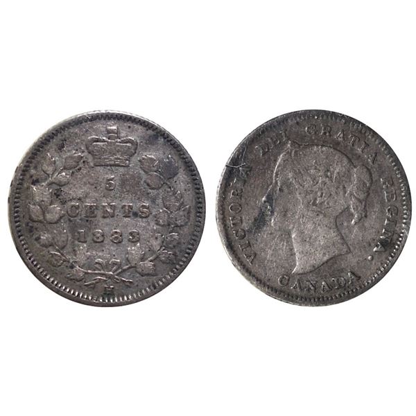 1883H 5¢ "Obv.4" ICCS Fine-12