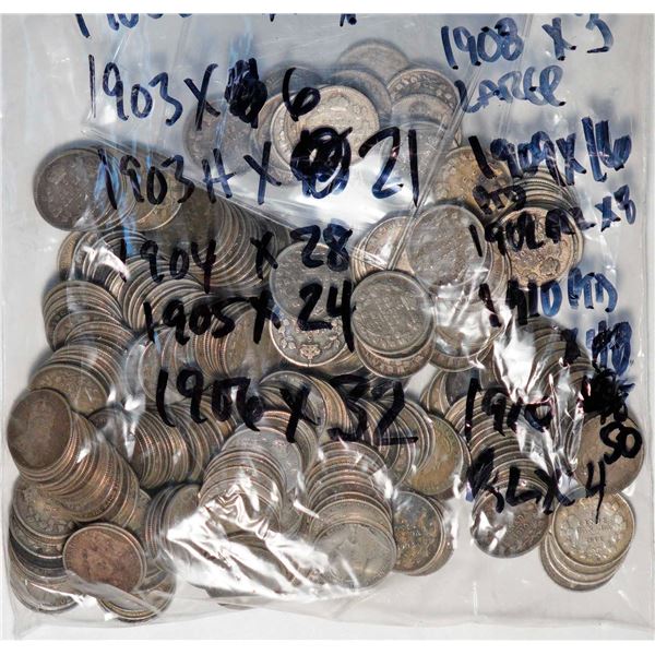1902 5¢ X 39, 1902H X 14, 1902 small H, 1903 X 6, 1903H X 21, 1904 X 28, 1905 X 24, 1906 X 32, 1907 