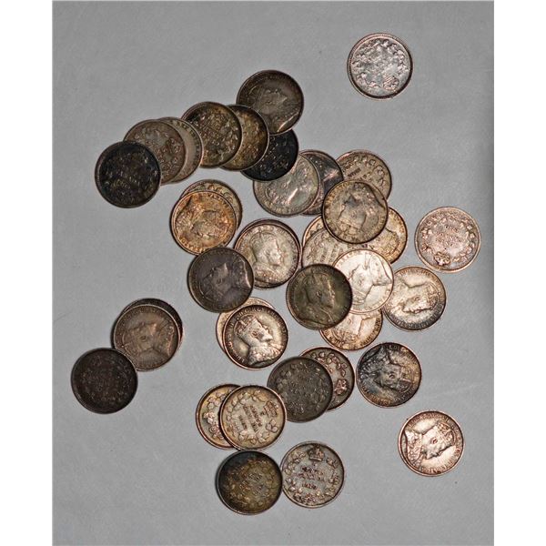 1902 5¢ X 6, 1902H X 7, 1902 small H X 2, 1903H, 1905 X 2, 1906 X 3, 1907 X 6, 1907 X 6, 1909 X 3, a