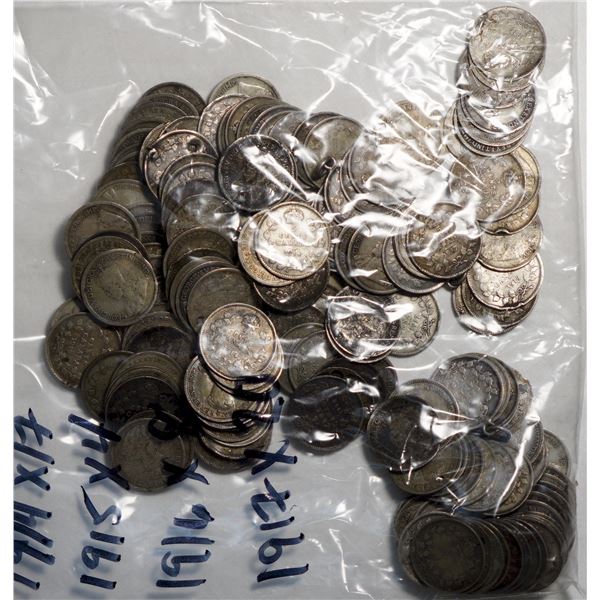 1911 5¢ X 10, 1912 X 23, 1913 X 21, 1914 X 17, 1915 X 4, 1916 X 8, 1917 X 20, 1918 X 13, 1919 X 25, 