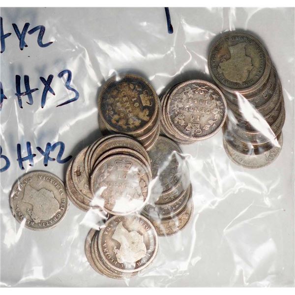 1858 10¢ X 4, 1870 X 9, 1874H X 3, 1880H X 2, 1881H X 2, 1882H X 3, 1883H X 2, 1885 X 2, 1886 X 5, 1