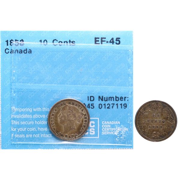 1858 10¢ 5/5 CCCS Choice Very Fine-30.  Nice variety issue.