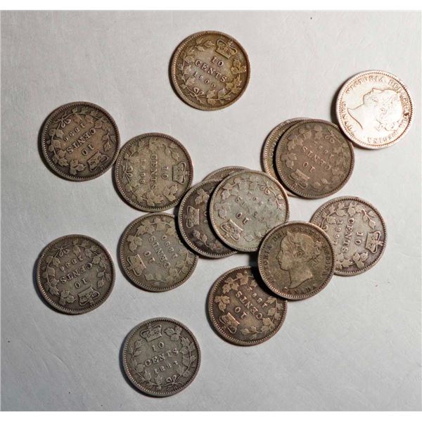 1870 10¢, 1883H, 1886, 1890H, 1891, 1892 X 2, 1896 X 2, 1898, 1900, and 1901 X 4, all VG-F or better