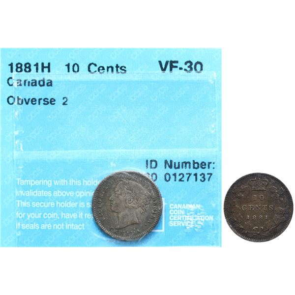 1881H 10¢ Obv 2 CCCS Choice Very Fine-30.