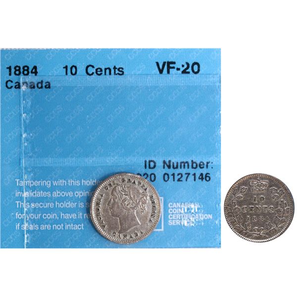 1884 10¢ CCCS Very Fine-20.  A key date sought after by most collectors.