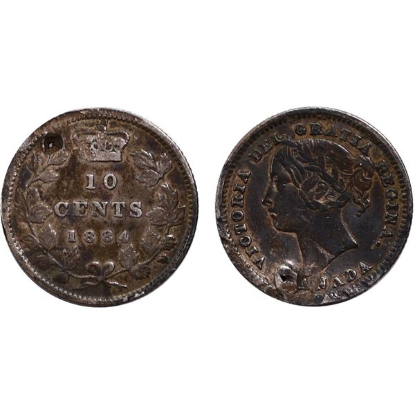 1884 10¢ Fine+ "Holed" Key date.