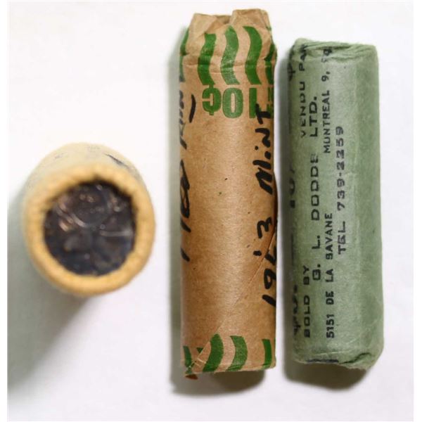 Rolls; 1963 10¢, 1967, 1968 25¢, Lot of 3 original "Mint" silver rolls.