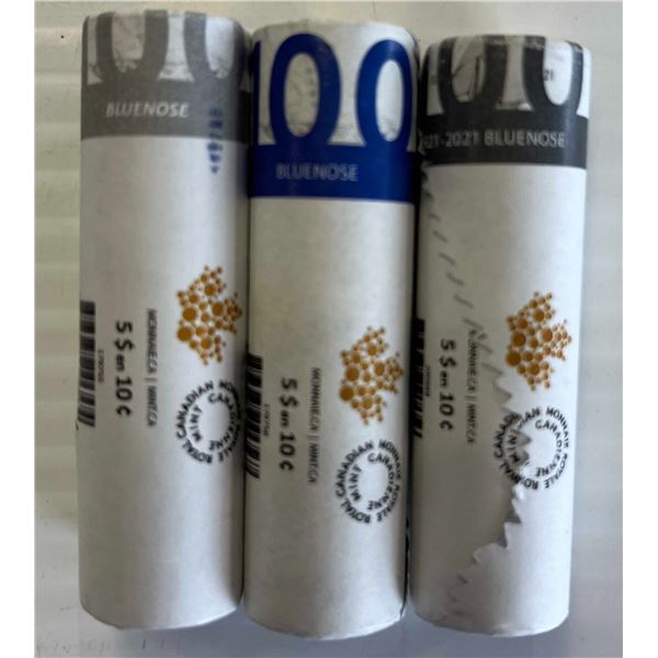 2021 10-Cent Special Wrap Roll Collection-100th Anniversary of the Bluenose, Lot of 3 rolls.