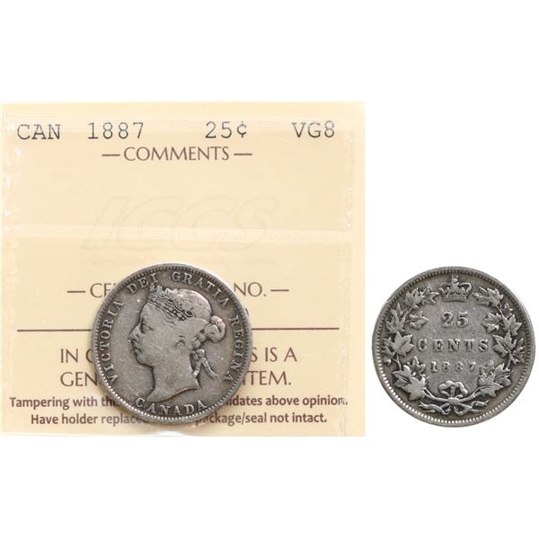 1887 25¢ ICCS Very Good-8, Key date.