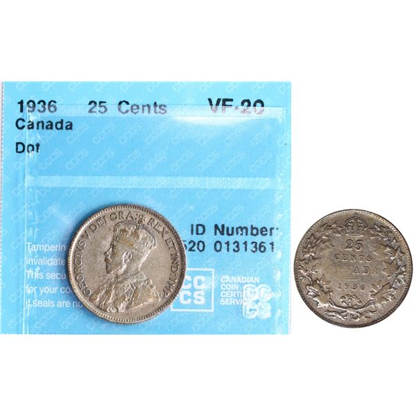 1936 25¢ Dot CCCS Very Fine-20.