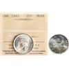 Image 1 : 1943 25¢ ICCS Very Choice Mint State-64.  Lustrous white example.