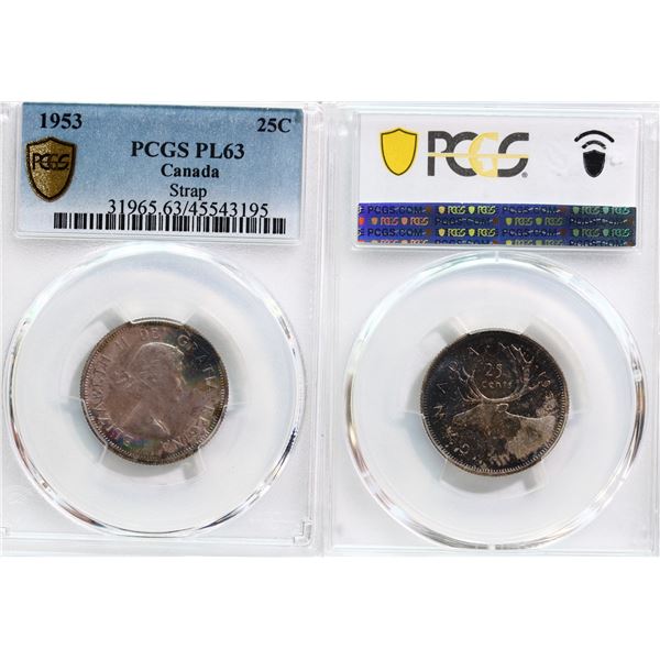 1953 25¢ "SF" PCGS Proof-Like-63, nicely toned.
