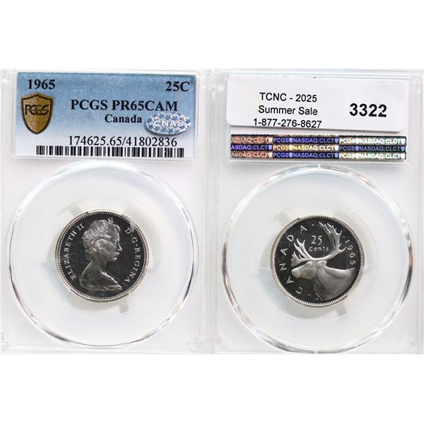 1965 25¢ PCGS PROOF-65 Cameo.  Great example with strong Cameo contrast.