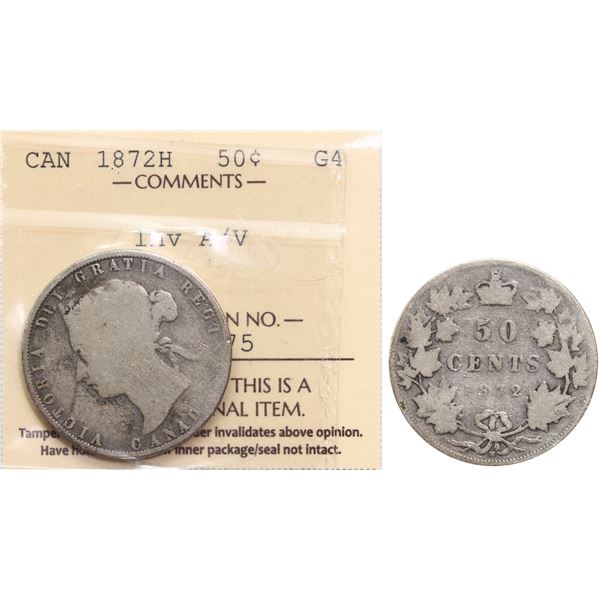 1872H 50¢ "Inverted A/V" ICCS Good-4
