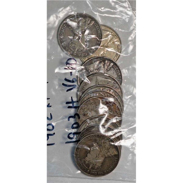 1902 50¢ Fine, 1903H Very Good-10, 1910 X 3 Fine, 1911 X 2 Very Good-10, 1912 Fine, 1913 Fine, 1916 