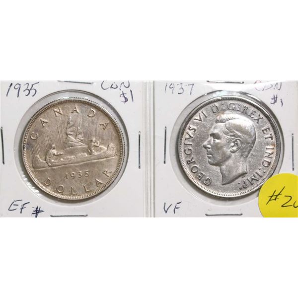 1935 $1, 1937, Fine to EF.  Lot of 2 coins.