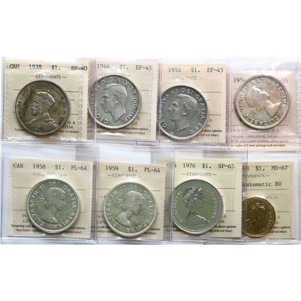 1935 $1 Extra Fine-40, 1946 Choice Extra Fine-45, 1952 WL Choice Extra Fine-45, 1954 Choice About Un