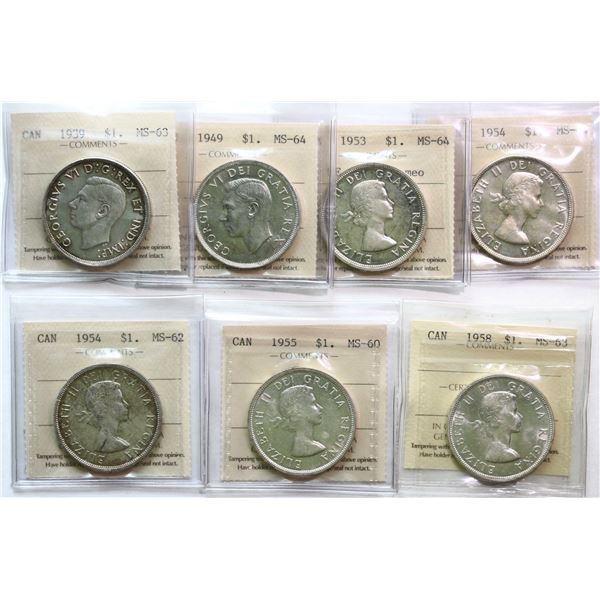 1939 $1 Choice Mint State-63, 1949 Very Choice Mint State-64, 1953 SF Very Choice Mint State-64 Heav