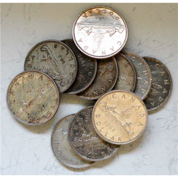 1946 $1 Reg (10), and 1 SWL, EF or better, lot of 11 coins.