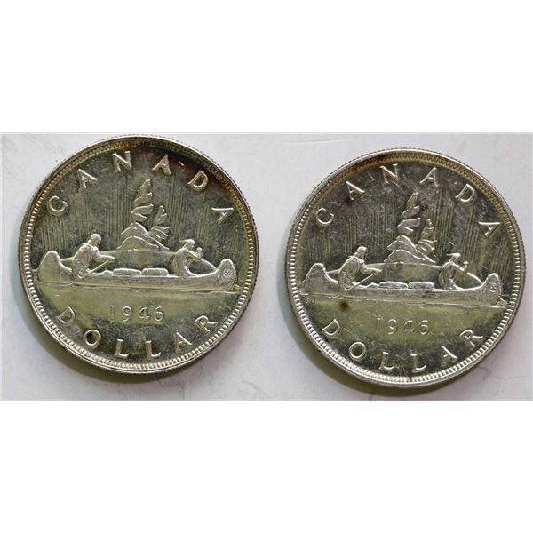 1946 $1 Reg, SWL, both coins AU or better.