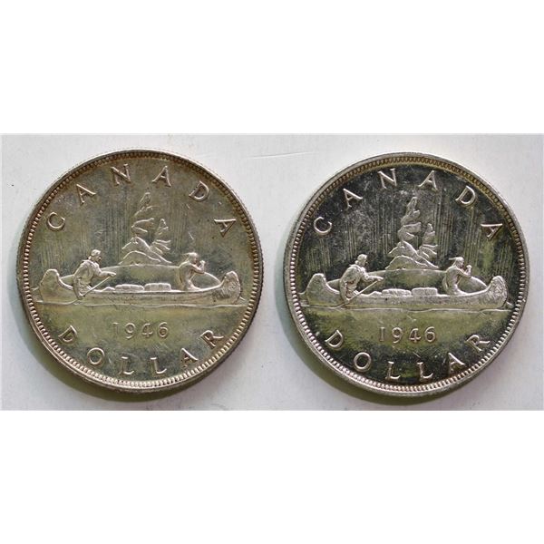 1946 $1 Reg, SWL, both coins AU or better.