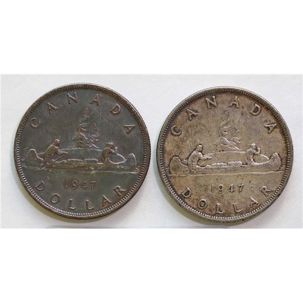 1947 $1 Ptd & Blunt, both coins Extra Fine-40.