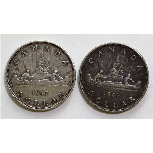1947 $1 Ptd & Blunt, both coins Very Fine-20.