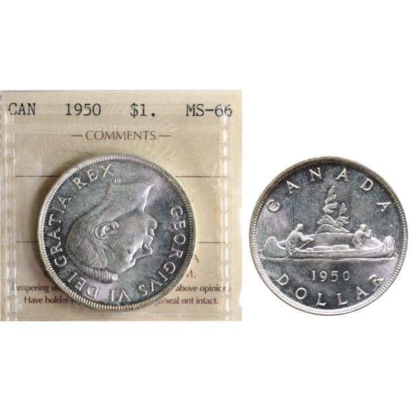 1950 $1 ICCS Superb Gem Mint State-66, Blast white example. Very flashy example.