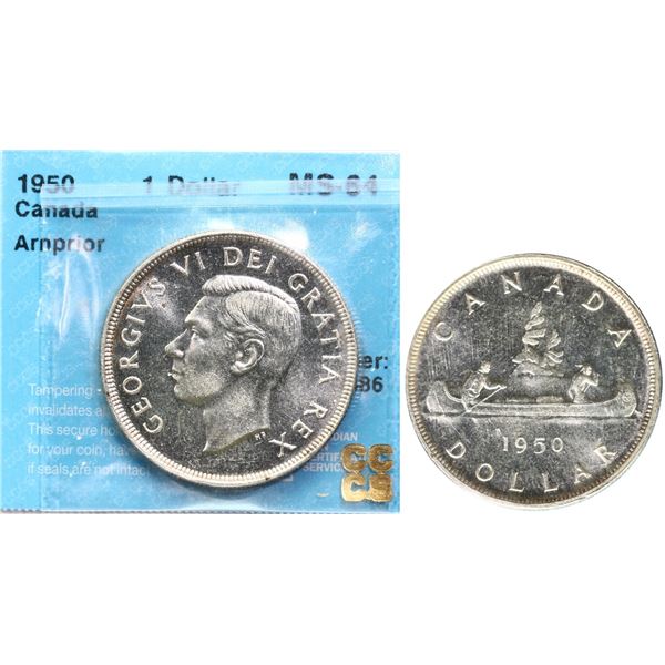 1950 $1 "Arnprior"  CCCS Choice Mint State-64, Fully brilliant and lustrous