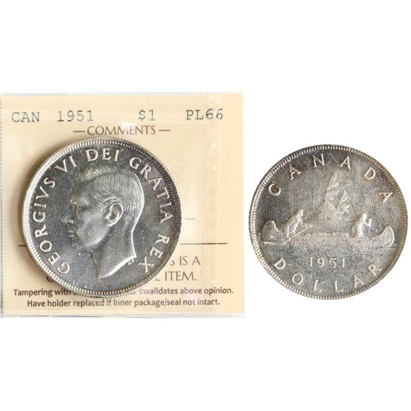 1951 $1 ICCS Superb Gem Proof-Like-66, Fully brilliant with great reflective surfaces and stunning e