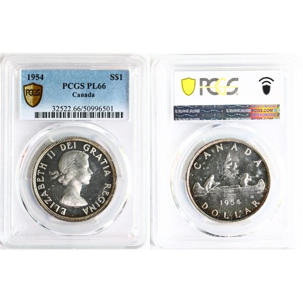 1954 $1 PCGS Superb Gem Proof-Like-66, Superb example with great reflective surfaces and strong came