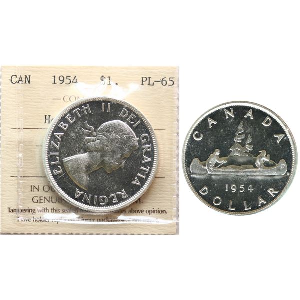 1954 $1 ICCS Gem Proof-Like-65 Heavy cameo, Brilliant  with full reflective surfaces.