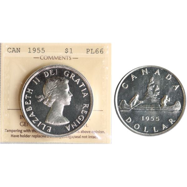 1955 $1 ICCS Superb Gem Proof-Like-66 Fully brilliant with great reflective surfaces and nice Cameo 
