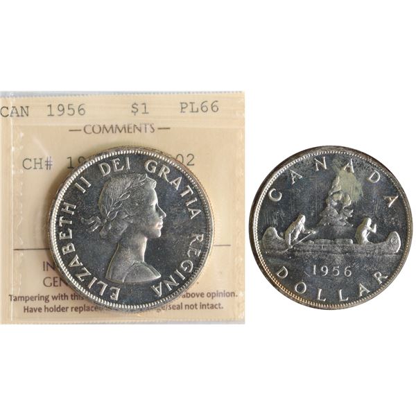 1956 $1 "CH#1956- Rev-002" ICCS Superb Gem Proof-Like-66 Brilliant with nice reflective surfaces.