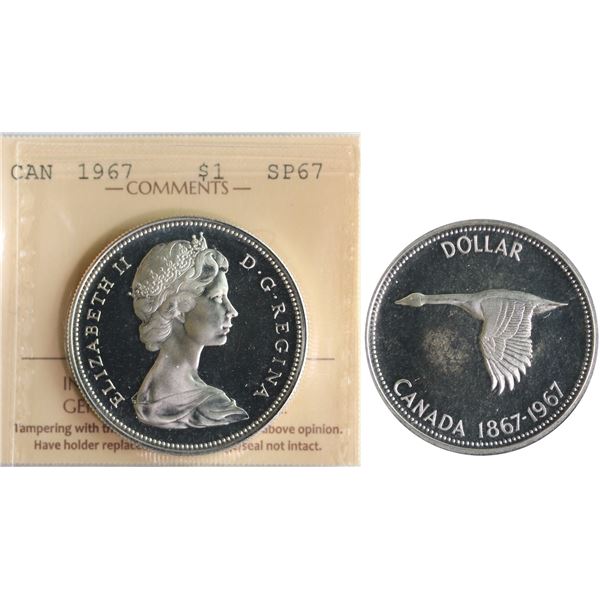 1967 $1 ICCS Superb Gem SPECIMEN-67 Ultra Heavy Cameo, Blast white with great Cameo contrast and sup