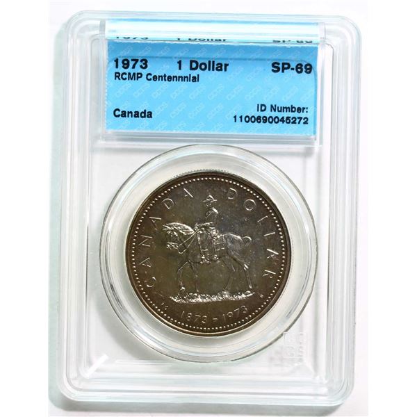 1973 $1 "Commemorative Silver dollar" CCCS Splendid SPECIMEN-69, Nice russet tone.