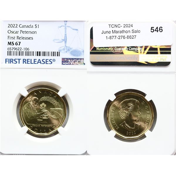 2022 $1 "Oscar Peterson"  - NGC Superb Gem Mint State-67, First releases