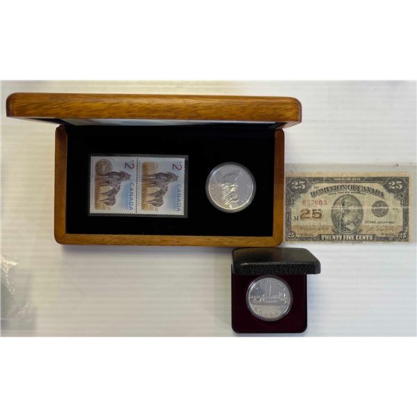 RCM; 1984 Comm silver dollar, 2006 Sable Island Horse and Foal, 1923 shinplaster, Lot of 3 items.