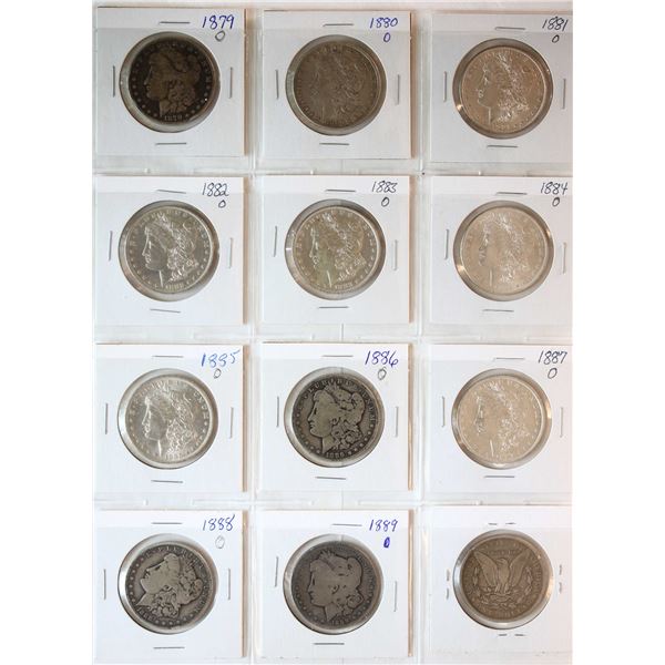 USA; 1879-1904 "New Orleans 26 coin set".  Featuring the New Orleans "O" mint mark below the wreath 