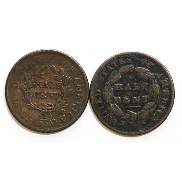 USA; 1804 1/2¢, 1828, both coins Good or better.