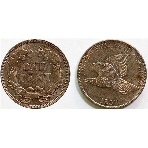 USA; 1857 1¢ AU or better.