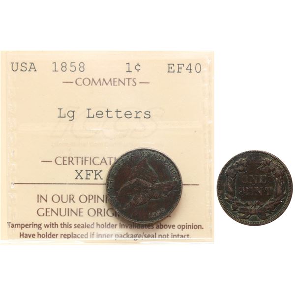 USA; 1858 1¢ "Large Letters" ICCS EF40
