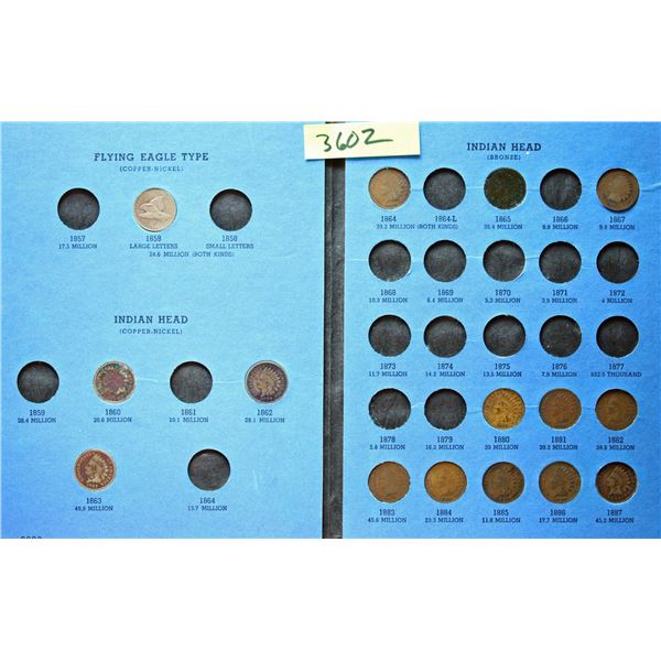 USA; Date Set; 1858-1909 1¢ Good to VF, some with issues.  A nice set.
