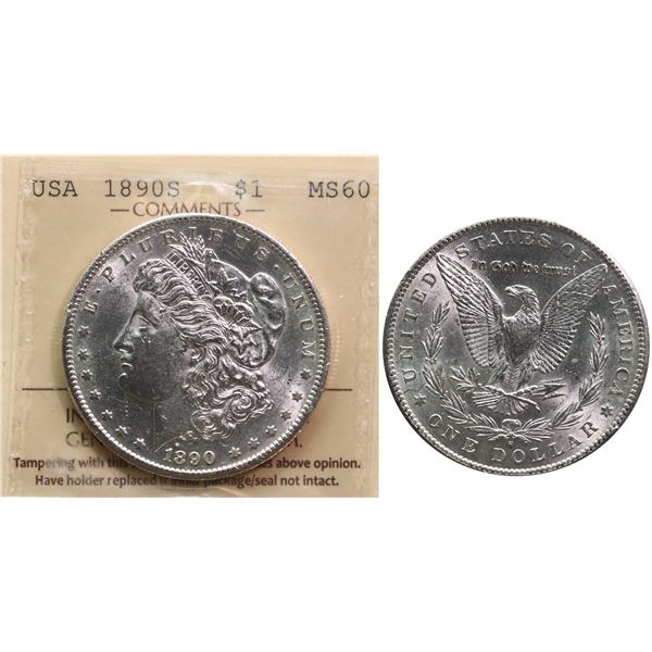USA; 1890-S $1 ICCS MS60