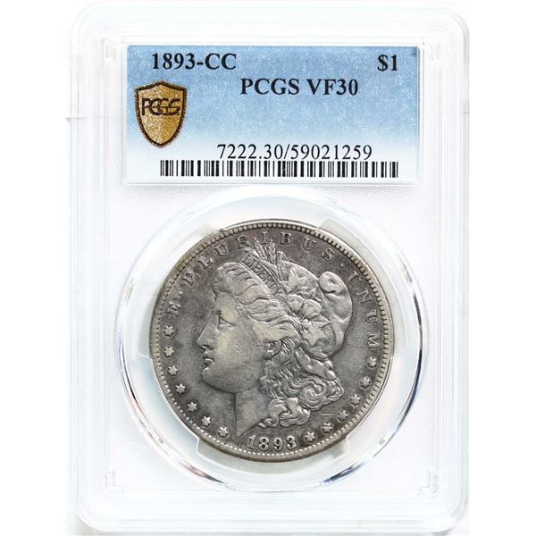 USA; 1893-CC $1 PCGS VF30