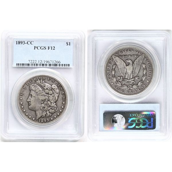USA; 1893-CC PCGS F12, Key date