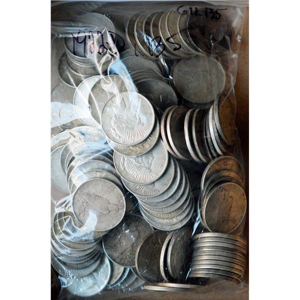 USA; 1922-D $1, lot of 135 coins.  Average VF-EF.