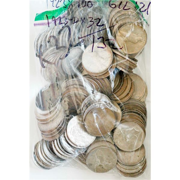 USA; 1923 $1 (100), 1923-D (32), lot of 132 coins.  Average VF-EF.