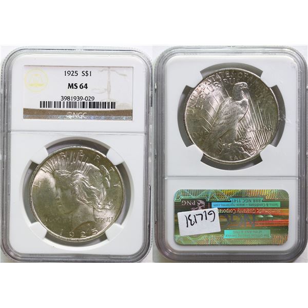 USA; 1925 $1 NGC MS64.